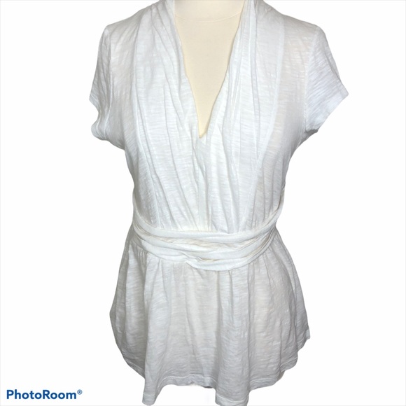 NWT Anthropologie Deletta White Cotton V-Neck L - Picture 1 of 6